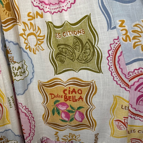 Paper Heart Les Citrons Maxi Dress Small Linen Coastal Chic Amalfi Euro Summer - Picture 7 of 12